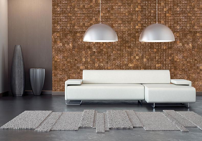 Kokosnoten en teakhouten panelen